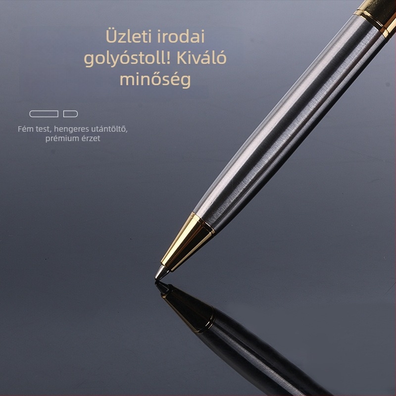 Fekete és ezüst színű fém forgó golyóstoll