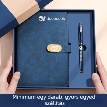 A5-ös méretű jegyzetfüzet egyedi logóval, vállalati ajándék díszdobozban