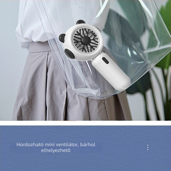 USB töltéses mini asztali ventilátor, diákházhoz ideális, 3-lapátos ABS burkolat, beépített akkumulátor 500-800 mAh
