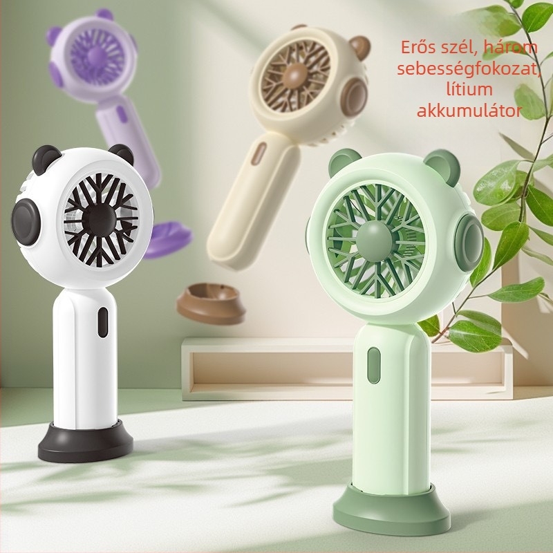 USB töltéses mini asztali ventilátor, diákházhoz ideális, 3-lapátos ABS burkolat, beépített akkumulátor 500-800 mAh