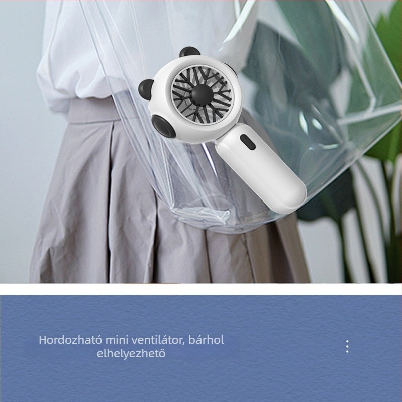 USB töltéses mini asztali ventilátor, diákházhoz ideális, 3-lapátos ABS burkolat, beépített akkumulátor 500-800 mAh