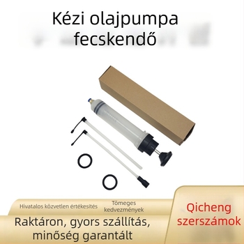 Autóhoz készült kézi olajkivonó szívó- és befecskendező eszköz olajcseréhez.