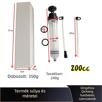 Autóhoz készült kézi olajkivonó szívó- és befecskendező eszköz olajcseréhez.