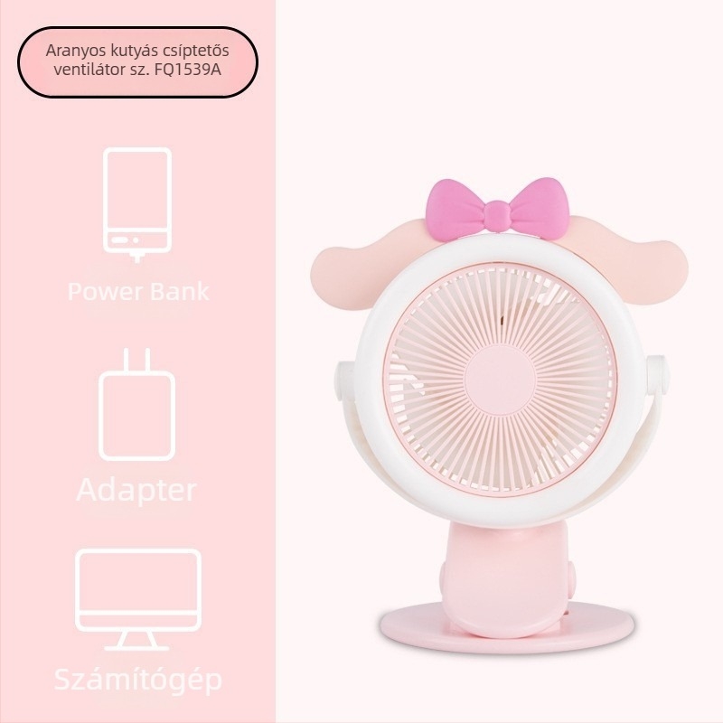 Sanrio Kuromi Meimei Rabbit USB csipeszes ventilátor, hordozható asztali ventilátor kollégiumba és irodába