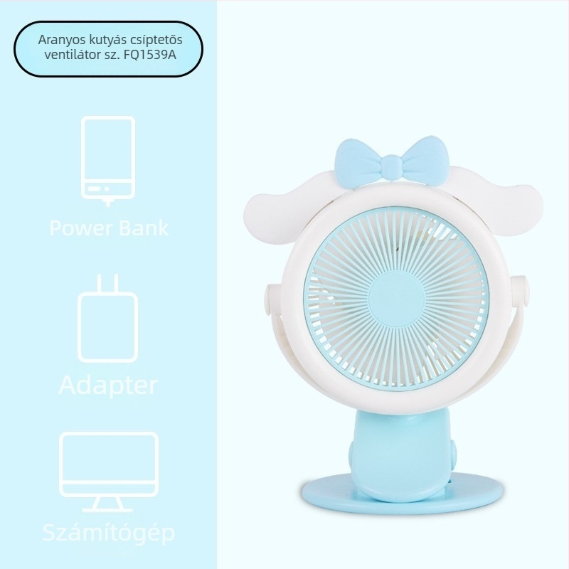 Sanrio Kuromi Meimei Rabbit USB csipeszes ventilátor, hordozható asztali ventilátor kollégiumba és irodába