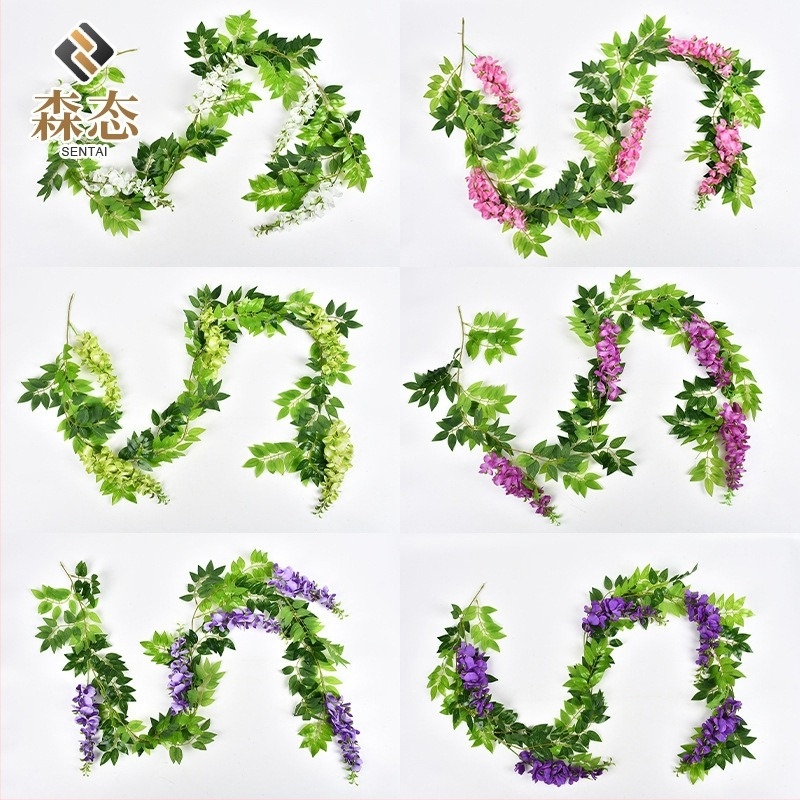 Mesterséges wisteria virágokkal kúszónövény beltéri és kültéri esküvői dekorációhoz