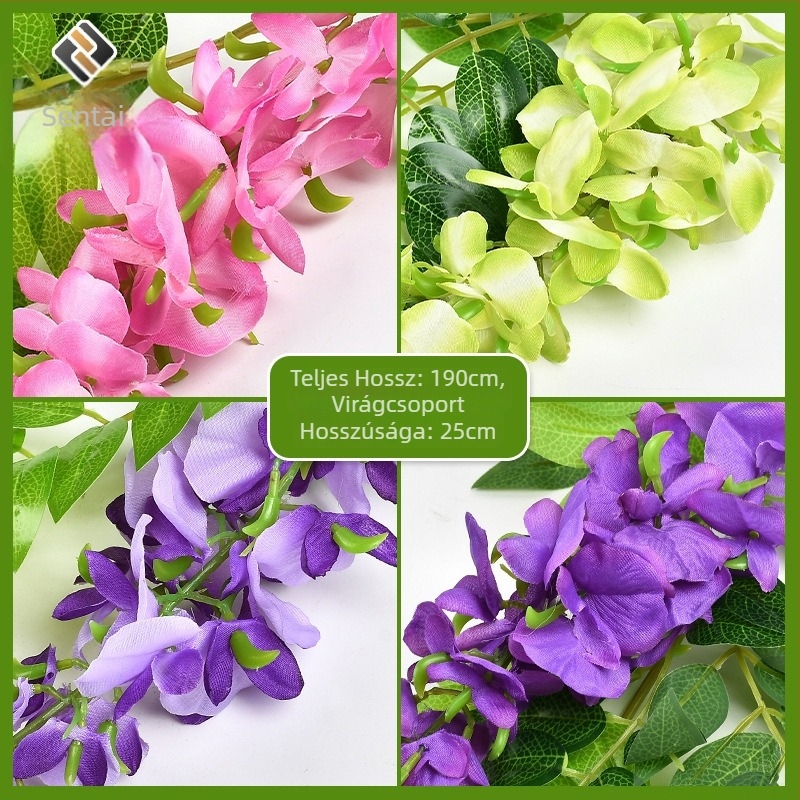 Mesterséges wisteria virágokkal kúszónövény beltéri és kültéri esküvői dekorációhoz