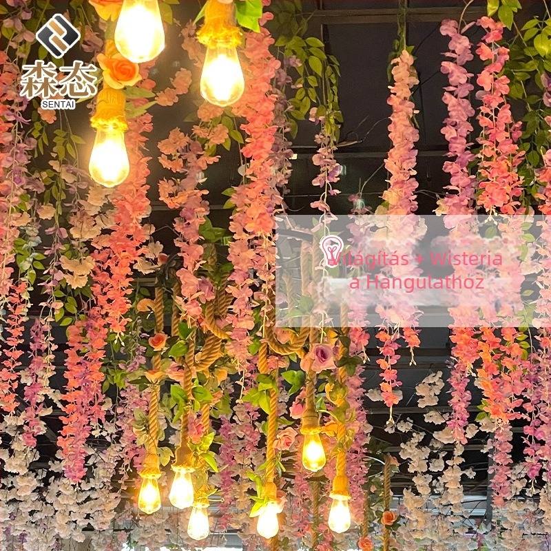 Mesterséges wisteria virágokkal kúszónövény beltéri és kültéri esküvői dekorációhoz