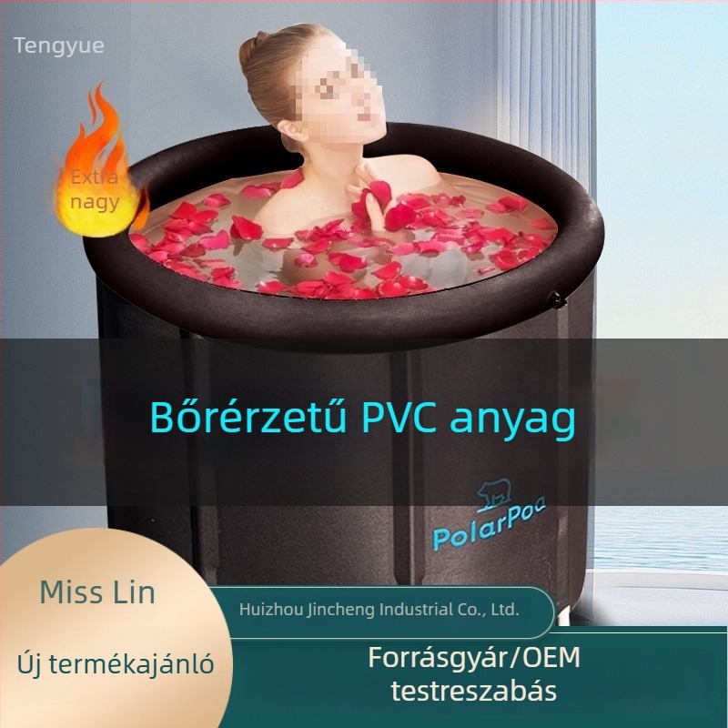 Összecsukható, PVC-felfújható fürdőkáda felnőtteknek, otthoni használatra, bőrbarát PVC, meleg és hideg kettős használat, hordozható jégfürdőkáda