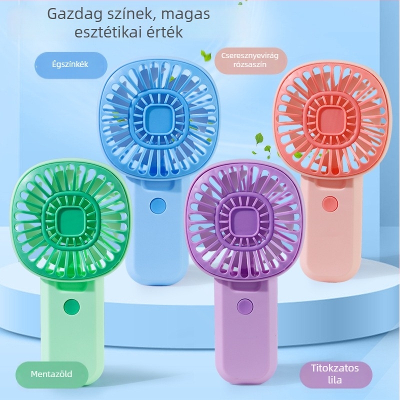 Kompakt USB-s újratölthető kézi ventilátor állvánnyal – hordozható mini ventilátor