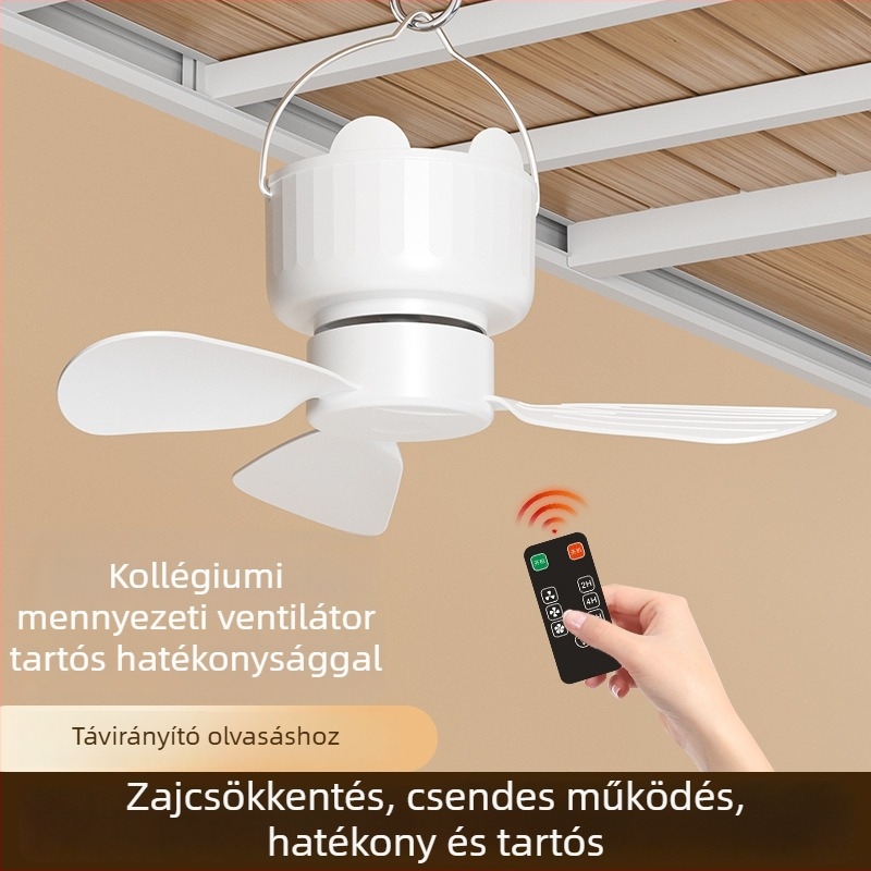 Könnyű USB-s hordozható ventilátor csendes működéssel, 3 lapát, beépített Li‑ion akkumulátor 2000–4000 mAh, távirányító, USB táplálás, 3 sebesség