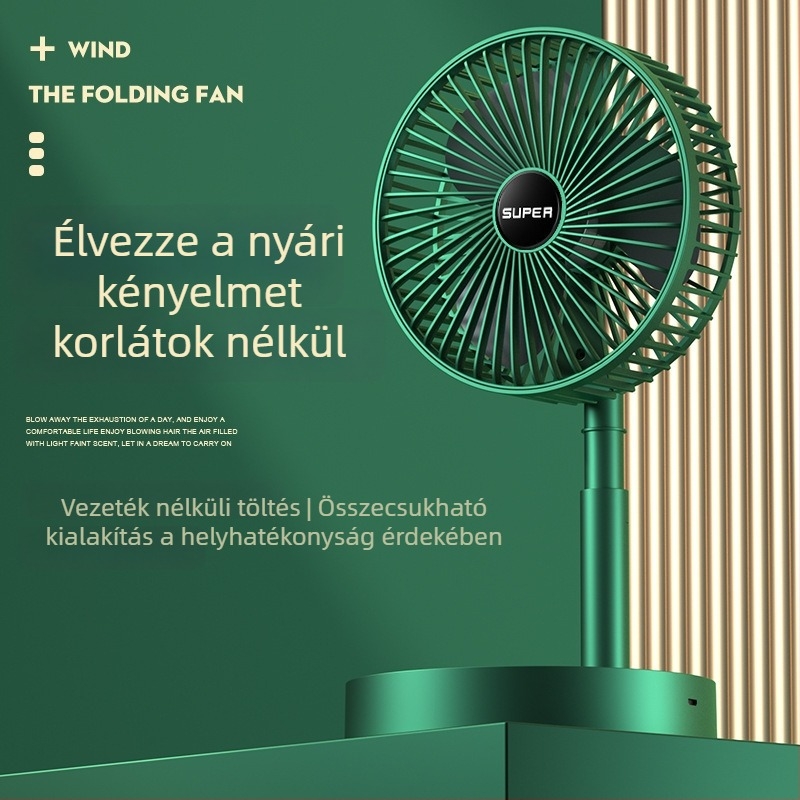 Többfunkciós USB újratölthető asztali ventilátor teleszkópos kivitelben diákszobákhoz