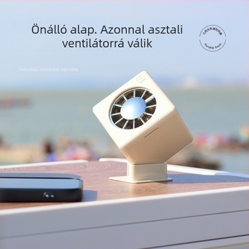 Új hordozható asztali ventilátor USB tápegységgel, erős légáramlás, egyszerű krémszínű dizájn, derékhoz rögzíthető klipsz
