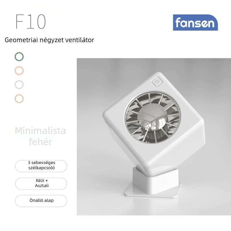 Új hordozható asztali ventilátor USB tápegységgel, erős légáramlás, egyszerű krémszínű dizájn, derékhoz rögzíthető klipsz