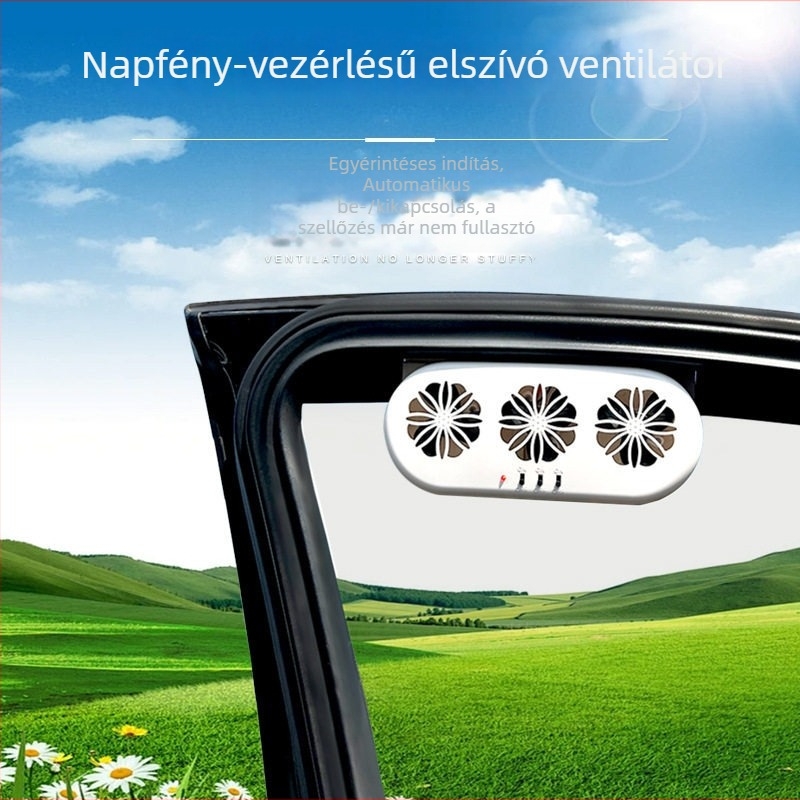 Nyári új modell: napelemes autóventilátor a levegő keringetésére és az autónak hűtésére