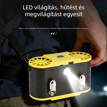 Derékhoz rögzíthető USB-töltésű ventilátor, hordozható clip-on kézi ventilátor kültéri használatra, Power Bank funkcióval (4000–6000 mAh)