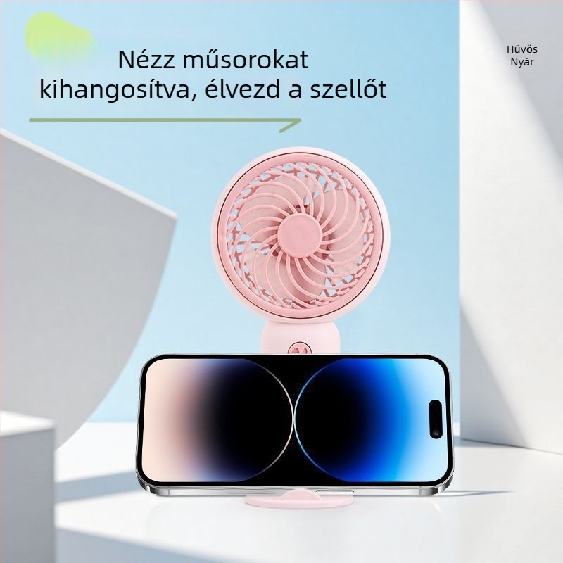 USB-töltésű mini asztali ventilátor, 3 fokozat, 3-lapátos, kompakt és hordozható
