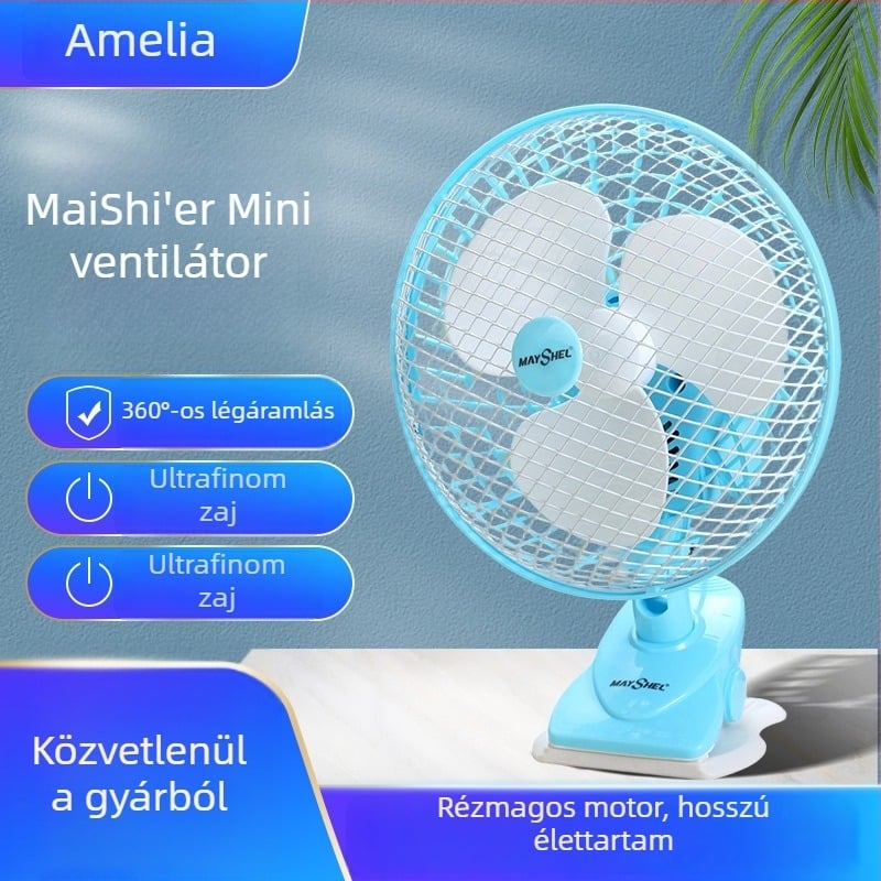 Meishier aranyos, csendes fejforgatós mini asztali ventilátor irodába és otthonra, klipszes vagy falra szerelhető