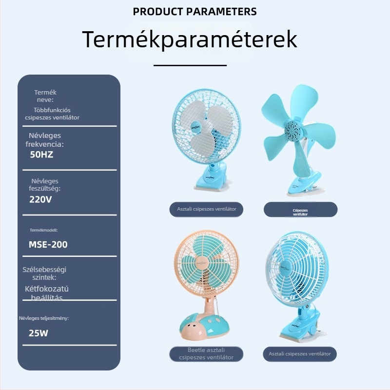 Meishier aranyos, csendes fejforgatós mini asztali ventilátor irodába és otthonra, klipszes vagy falra szerelhető