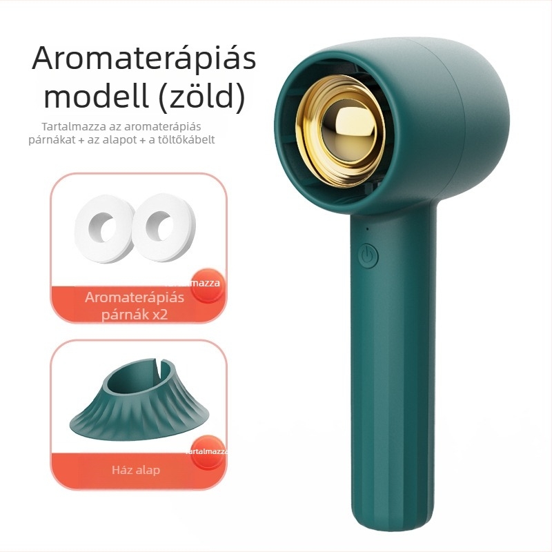 Kültéri hordozható mini USB ventilátor aromaterápiával, 3 sebesség, kézben tartható, brushless motor
