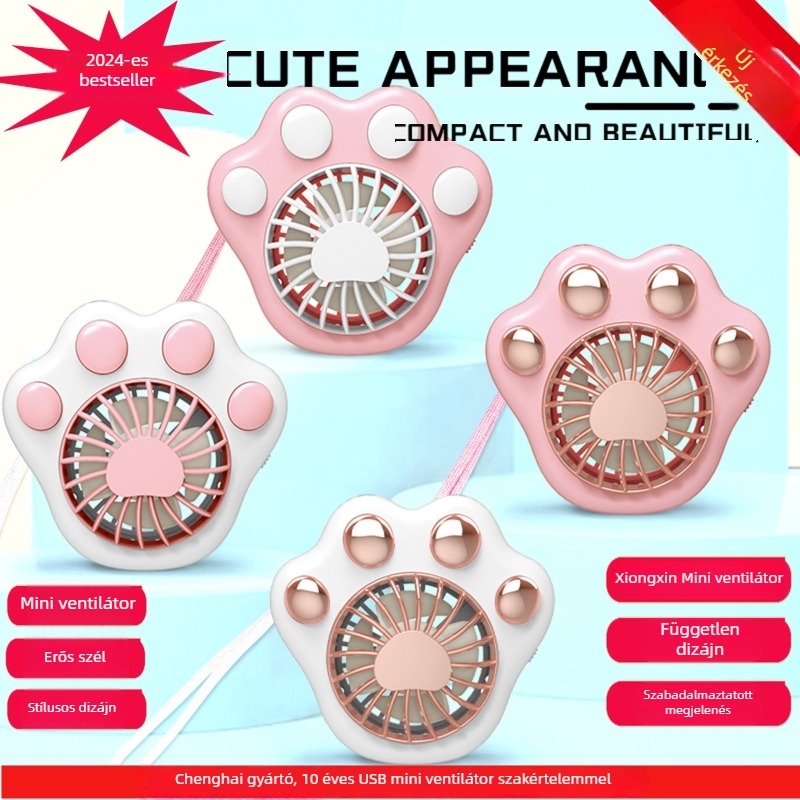 2024 Karikatúra-stílusú kézi mini ventilátor USB-újratölthető, hordozható külső és iskolai használatra