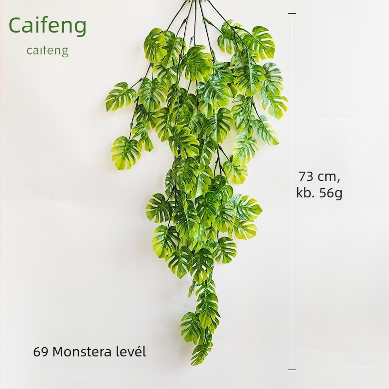 Mesterséges eukaliptusz falidísz, rattan textúrával, zöld műanyag levelekkel, otthoni és kültéri dekoráció, 30-100 cm