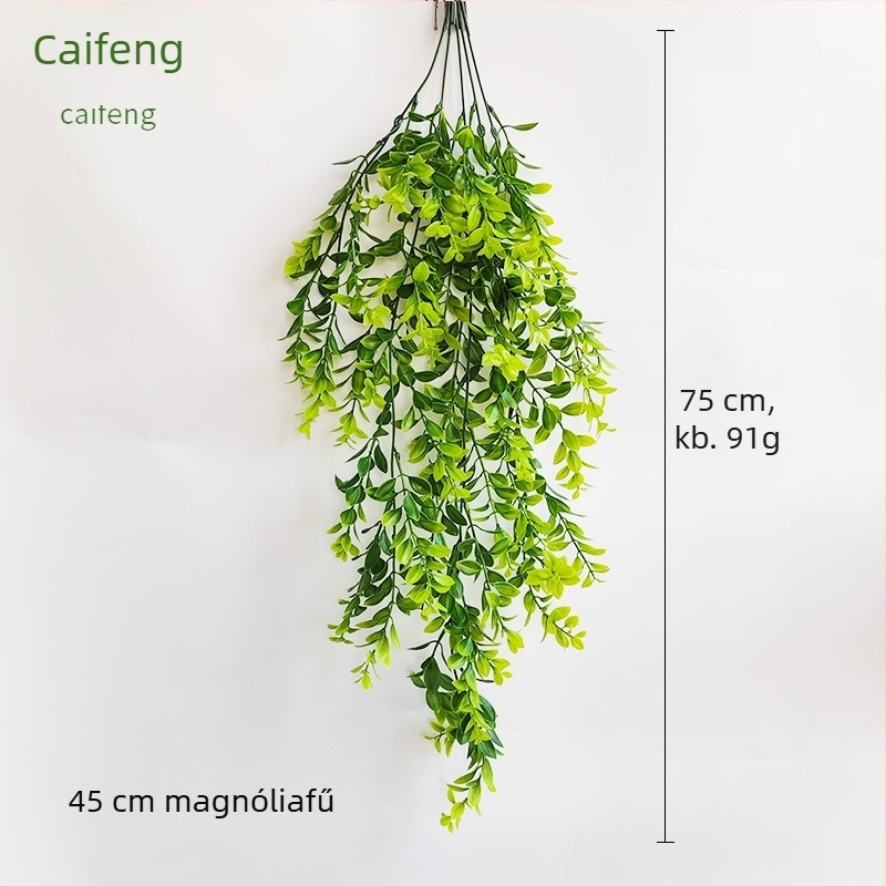 Mesterséges eukaliptusz falidísz, rattan textúrával, zöld műanyag levelekkel, otthoni és kültéri dekoráció, 30-100 cm
