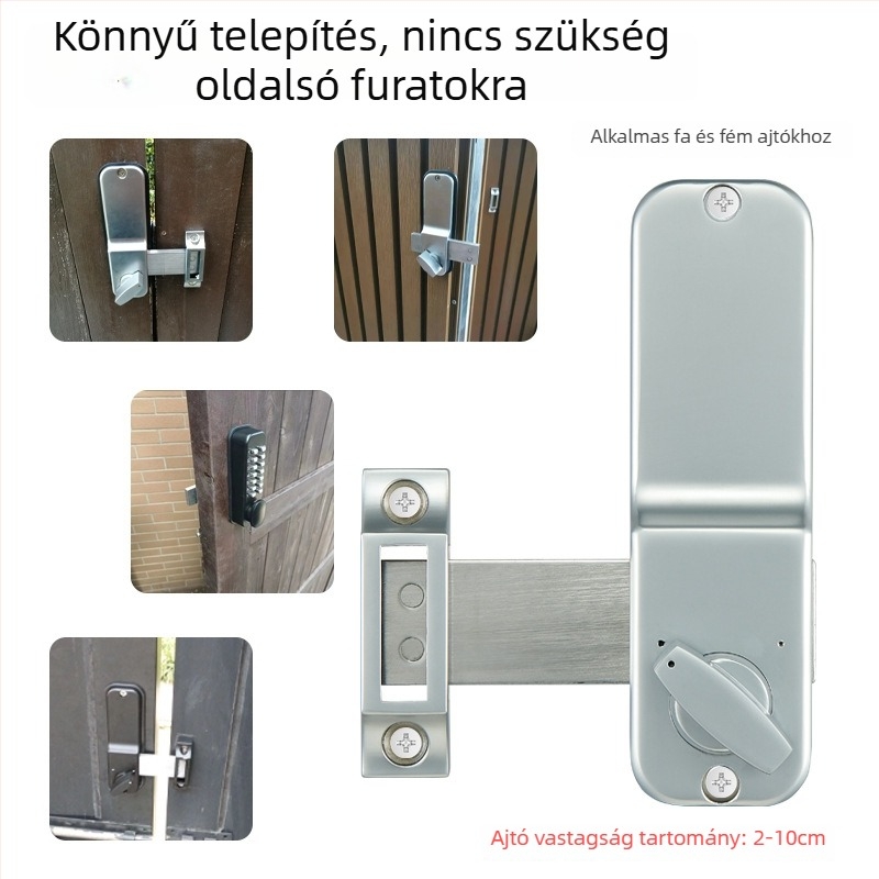 Mechanikus jelszavas zár kültéri kerítéskapuhoz, elektromos működés nélkül, vízálló vas kapu, villa fa ajtó