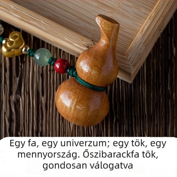 Őszibarackfa kulcstartó autóhoz, kalabash alakú, kézzel kötött zsinórral