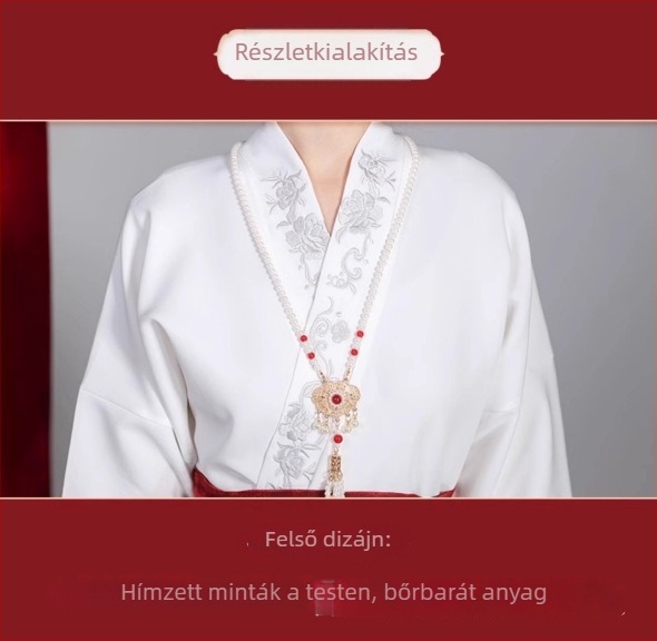 Kínai stílusú Horse-Face szoknyaszett gyöngyház berakásokkal, repülő ujjú dizájnnal és midi hosszúságú szoknyával