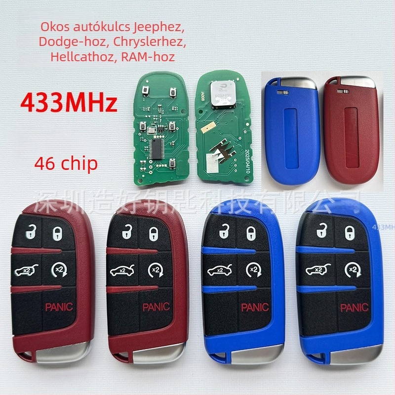 Intelligens autókulcs Jeep, Dodge, Chrysler, Hellcat, RAM 46 chip, 433 MHz