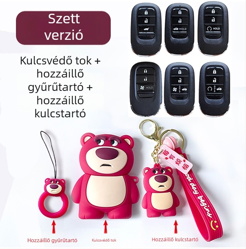 Aranyos karikatúrás szilikon kulcstartó Honda Accord, Civic, CR-V