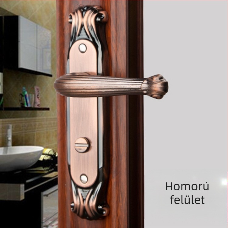 Homorú U-ív ajtózár WC-hez, vörös bronz európai stílusú fürdőszobai kilincs