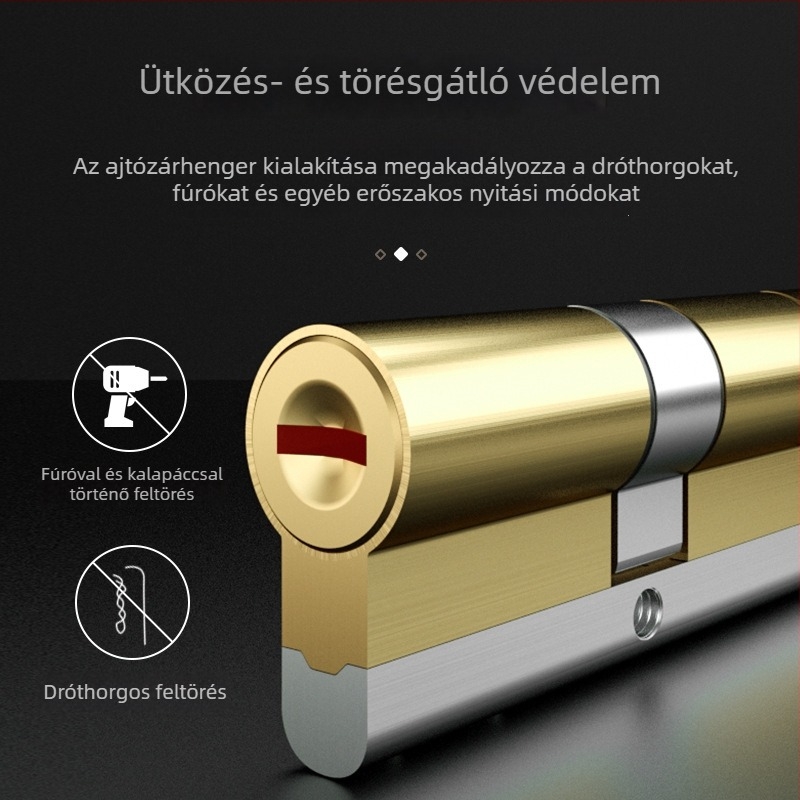 Bronzszínű réz ajtózár cilinder, zármagos, Bronze Key modell, biztonsági ajtókhoz