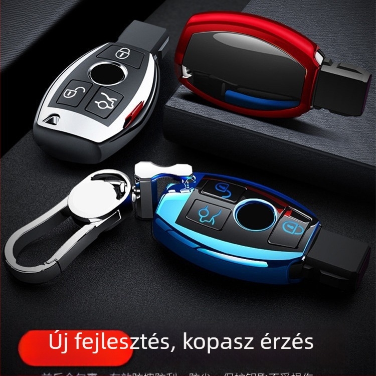 Mercedes-Benz kulcs TPU védőtok C200L/C-klasszhoz, GLC260/GLK300 modellhez, szilikon borítással és csattal.