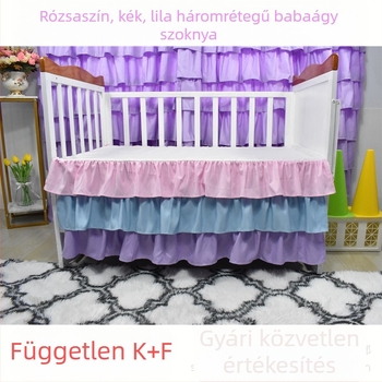 Rózsaszín pliszírozott bölcsőszoknya 1,8 m-es ágyhoz