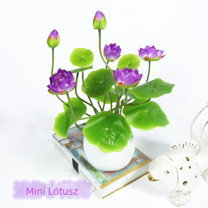 Műlótusz virágok buddhista oltárhoz, hét szárú csokor, 45 cm magas