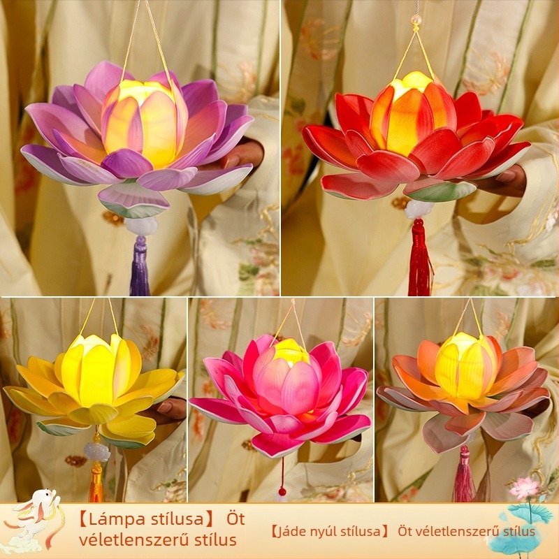 DIY készlet lótusz lámpához — nyuszis figurával, kézzel készített gyerek lámpa, kézben tartható stílusban