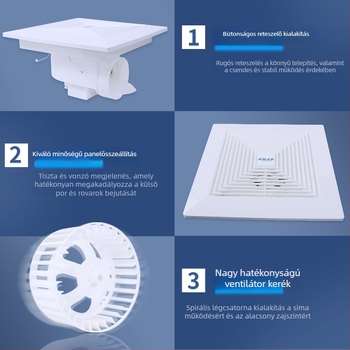 Gipszkartonos konyha- és fürdőszobai mennyezeti ventilátor