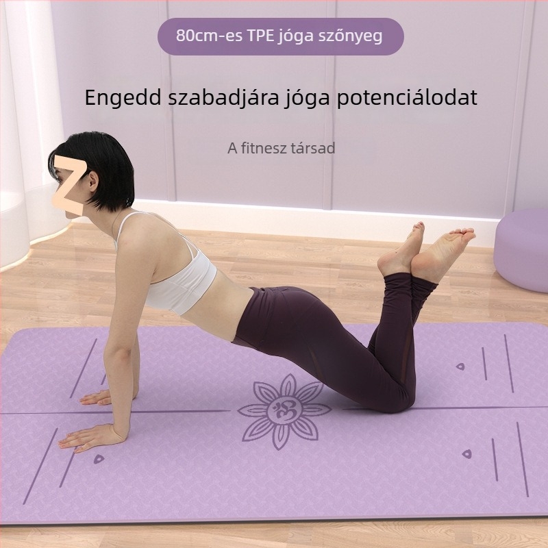 Különleges méretű jógaszőnyeg, 185 x 80 cm, 12 mm vastagság, csúszásmentes, hordozható, TPE anyagból, pilates, edzés és tánc otthon