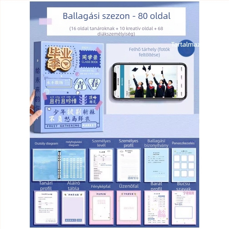 Általános iskolai ballagási emlékkönyv osztálytárs-nyilvántartással