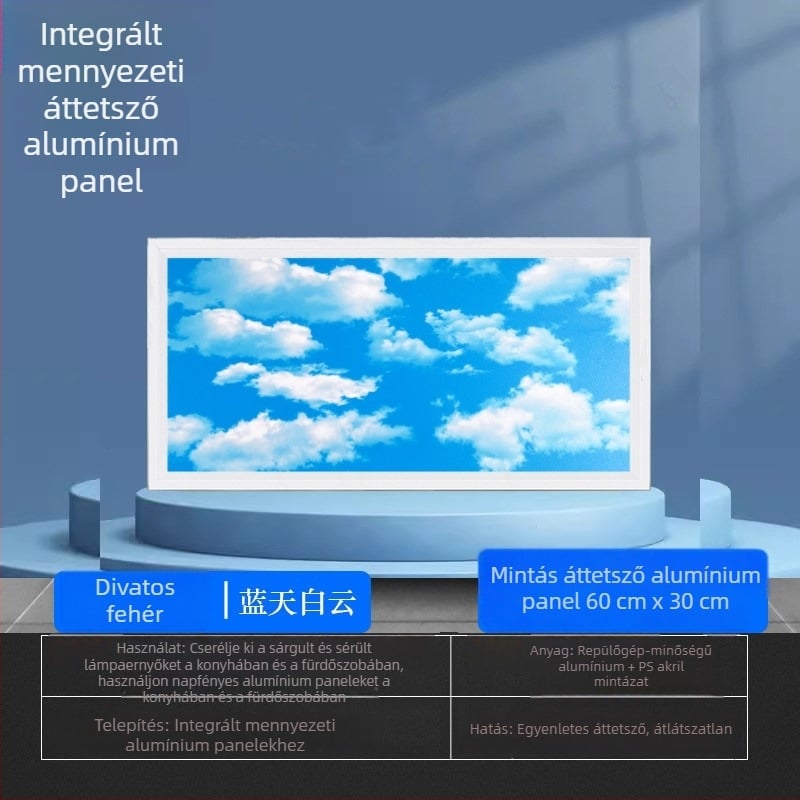 LED síkpanel lámpa fürdőszobába és a konyhába, beépített mennyezeti világítás, alumínium panel, méretek 300x300 / 300x600 / 600x600
