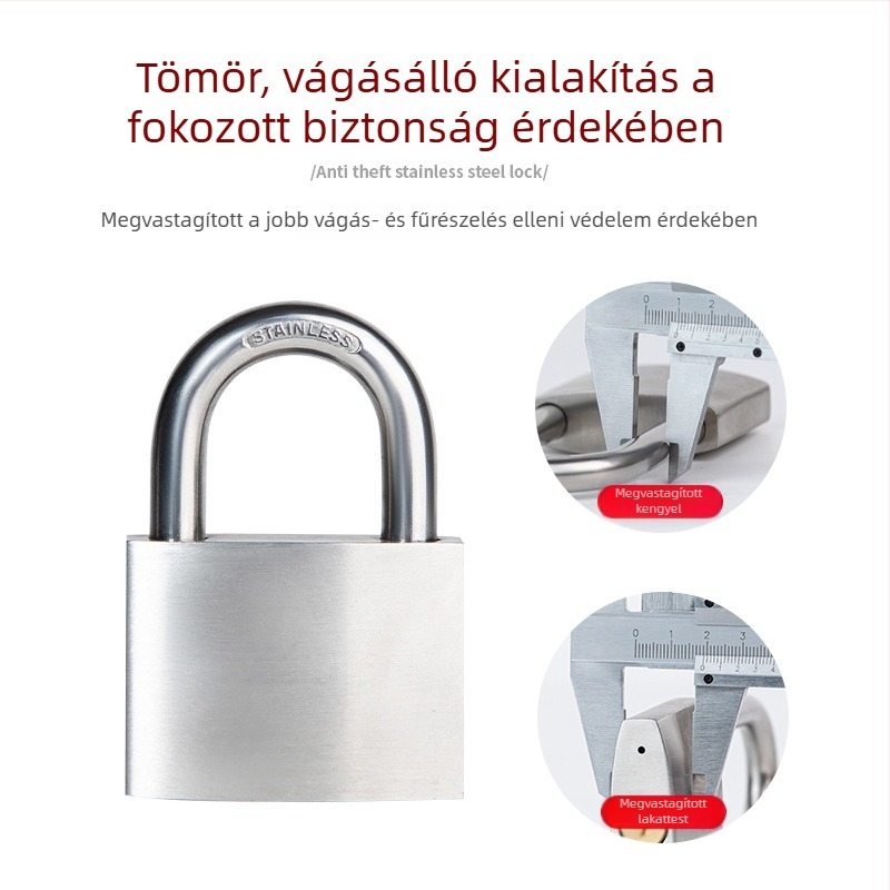 304 rozsdamentes acél U-alakú lakat fiókokhoz, szállító járművekhez és raktárajtókhoz – vízálló, korrózióálló, lopás elleni védelem
