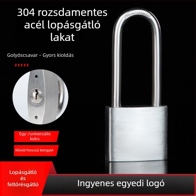 304 rozsdamentes acél U-alakú lakat fiókokhoz, szállító járművekhez és raktárajtókhoz – vízálló, korrózióálló, lopás elleni védelem