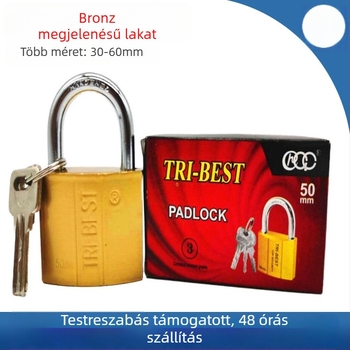 C típusú biztonsági lakat ötvözet acélból, polírozott réz-imitációs felülettel, általános használatra
