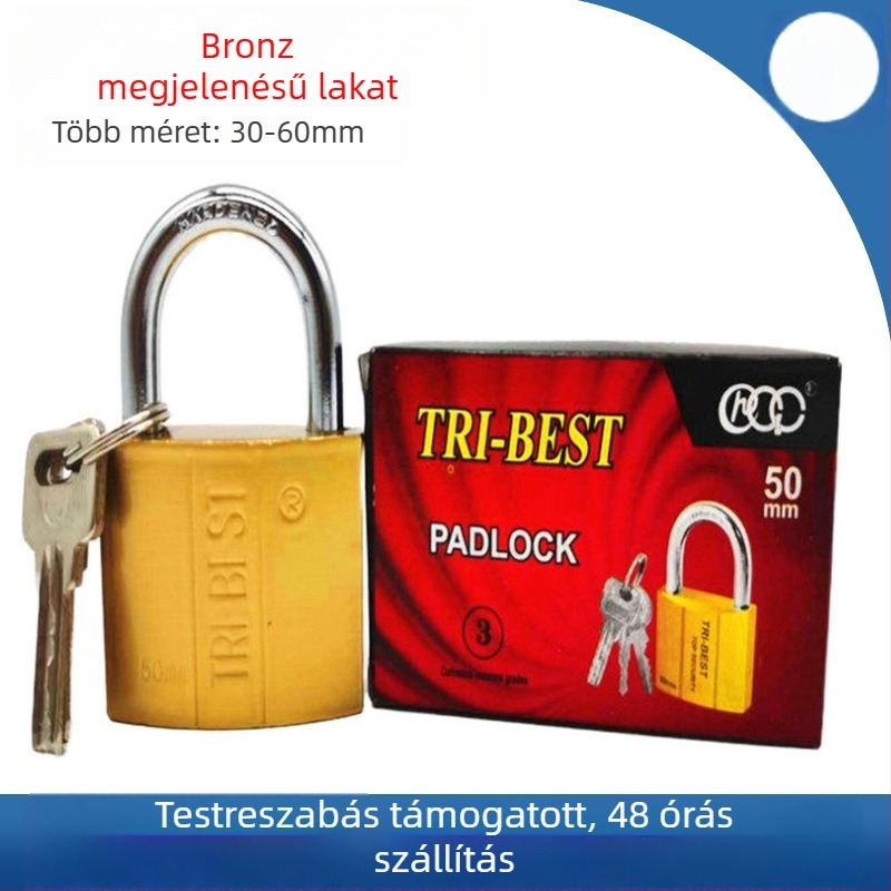 C típusú biztonsági lakat ötvözet acélból, polírozott réz-imitációs felülettel, általános használatra