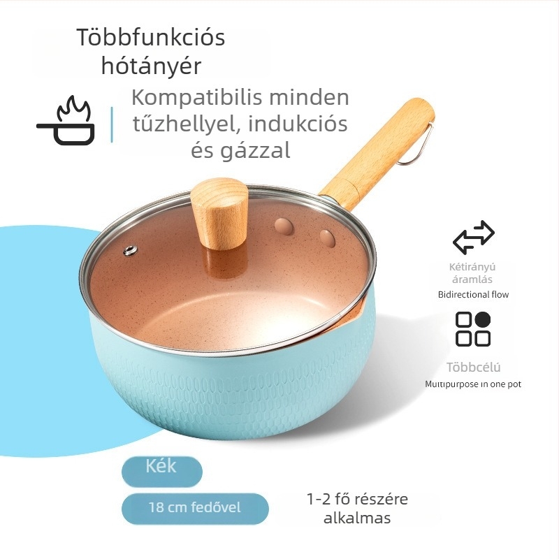 Maifan-kő bevonatú, nem tapadó kis edény bébiételhez, alkalmas instant tészta és leves készítésére, gáztűzhely kompatibilis