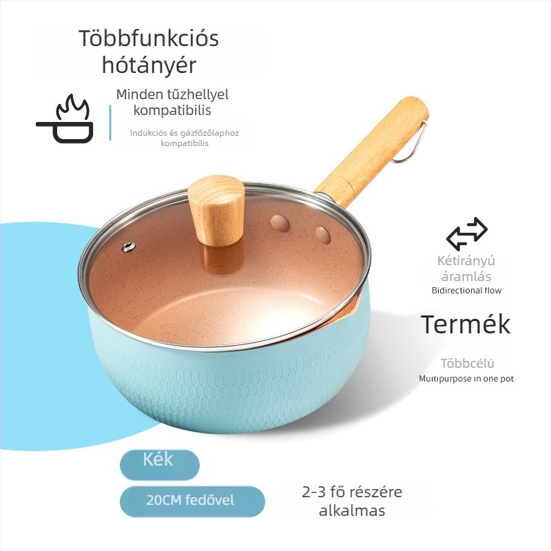 Maifan-kő bevonatú, nem tapadó kis edény bébiételhez, alkalmas instant tészta és leves készítésére, gáztűzhely kompatibilis