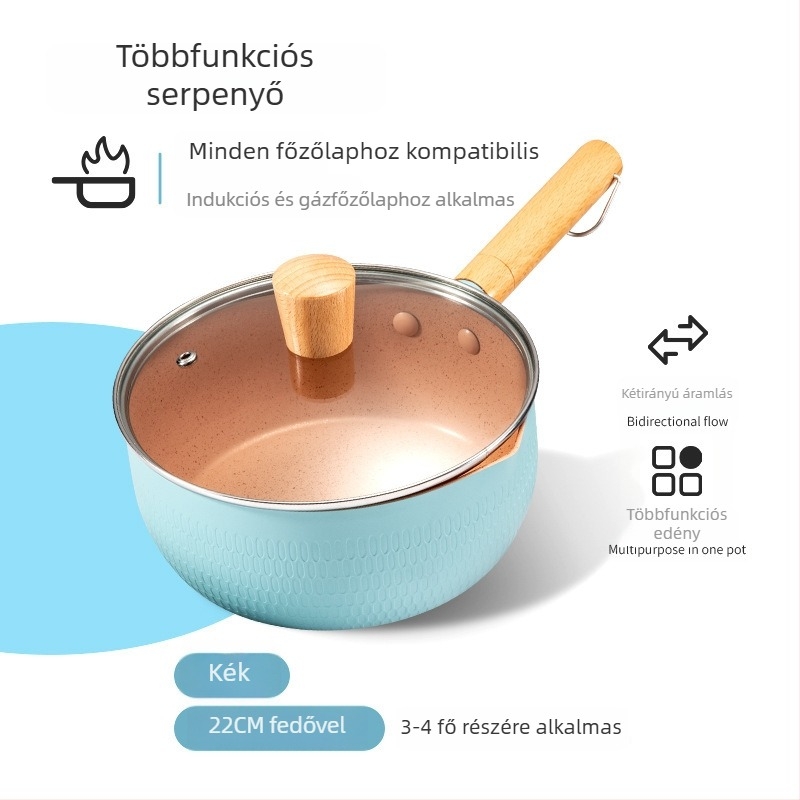 Maifan-kő bevonatú, nem tapadó kis edény bébiételhez, alkalmas instant tészta és leves készítésére, gáztűzhely kompatibilis