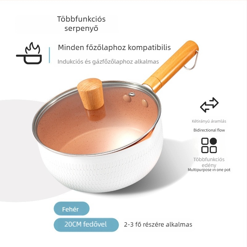 Maifan-kő bevonatú, nem tapadó kis edény bébiételhez, alkalmas instant tészta és leves készítésére, gáztűzhely kompatibilis